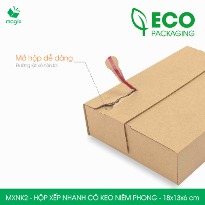 MXNK2 - 18x13x6 cm - 20 hộp carton đóng hàng xếp nhanh có keo niêm phong - Hộp gói hàng, hộp quà