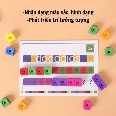 Bộ đồ chơi xếp hình thông minh hình vuông 100 viên 2x2x2cm, 200 viên 2x2x2cm - hàng chính hãng dododios