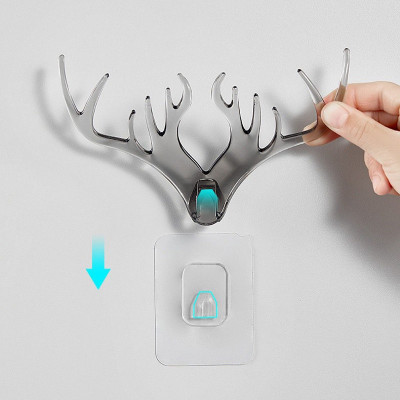 Móc Treo Đồ Vật Dán Tường Sừng Hươu Trong Suốt DEERHORN 18Cm, Móc dán tường hình sừng hươu decor trang trí nhà cửa
