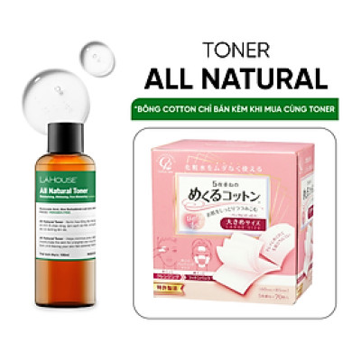 Bộ sản phẩm dưỡng da LÁ HOUSE gồm Toner All Natural,Bông tẩy trang