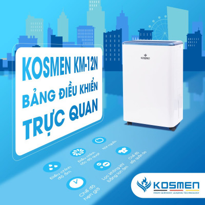 Máy Hút Ẩm Dân Dụng Kosmen KM-12N Công Suất 12 lít/ngày - Hàng Chính Hãng