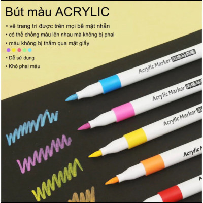Bộ Bút Màu Acrylic Marker Chống Nước Vẽ Trên Mọi Chất Liệu.