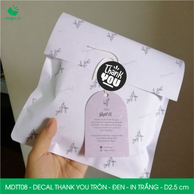 MDTT08 - D2.5cm -1000 Sticker Thank you, decal Thank you tròn dán hộp carton, tem cám ơn, nhãn dán cảm ơn trang trí gói hàng