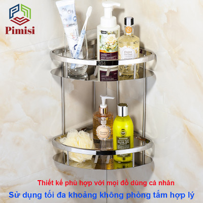 Kệ Góc Nhà Tắm Để Đồ Trong Phòng Vệ Sinh Pimisi Inox 304 Hình Tam Giác Đựng Đồ Trong Phòng Tắm Hoặc Kệ Nhà Bếp 1 - 2 Tầng Sáng Bóng Dễ Vệ Sinh, Gắn Tường Bằng Khoan Vít Đinh Chắc Chắn | Hàng chính hãng