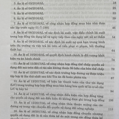 Hệ thống án lệ Việt Nam (hiện hành) từ án lệ số 01 đến án lệ số 70