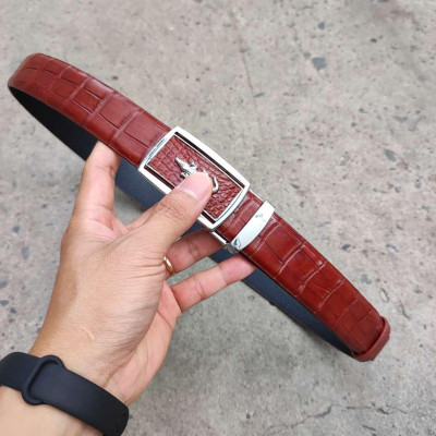Thắt Lưng Da Bụng Cá Sấu N22ND_B (mặt bạc)