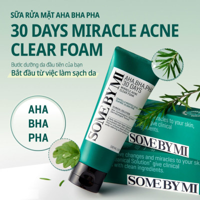 Bộ 2 Sản Phẩm Giảm Mụn Giảm Thâm Some By Mi AHA-BHA-PHA 30 Days Miracle (Sữa rửa mặt + Kem)