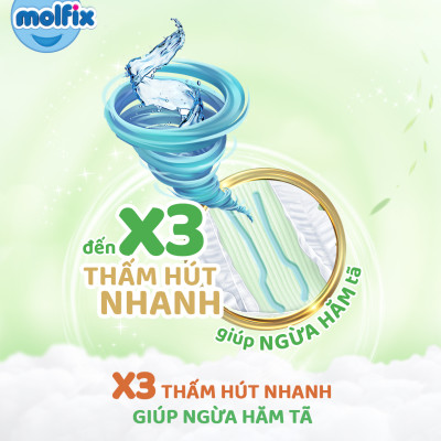 Miếng lót sơ sinh Molfix Thiên nhiên Super Jumbo Newborn 1 (dưới 1 tháng tuổi) - Gói 90+10 miếng