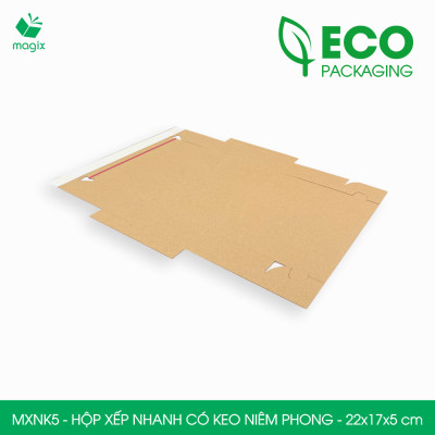 MXNK5 - 22x17x5 cm - 20 hộp carton đóng hàng xếp nhanh có keo niêm phong - Hộp gói hàng, hộp quà