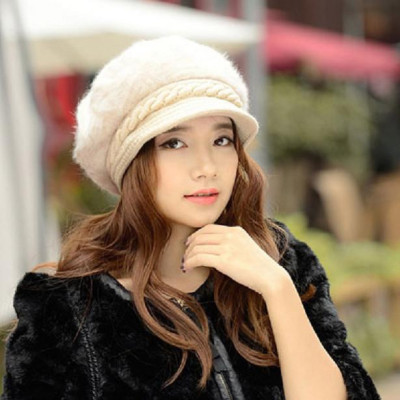 Mũ nồi len lông thỏ cao cấp nón len lưỡi trai nữ thời trang