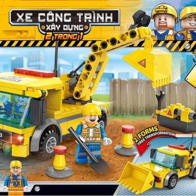 Đồ Chơi Lắp Ráp Xe Công Trình Xây Dựng 2 Trong 1 - Construction Workers - Toys&Joys 8726 (137 Mảnh Ghép)