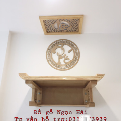Bộ bàn thờ chung cư +ám khói +chữ phúc hay chữ thọ ..bằng gỗ sồi nga