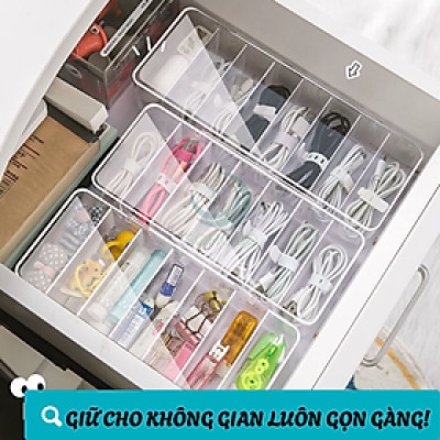Hộp Nhựa Trong Suốt Đựng Cáp Sạc & Phụ Kiện - Hộp Chia Ngăn Đa Năng Lưu Trữ Dây Sạc- Hộp Đựng Dây Cáp Mini Có Nắp Đậy- Hộp Nhựa Trong Suốt Đựng Đồ Công Nghệ- Hộp Lưu Trữ Dây Điện, Củ Sạc, Văn Phòng Phẩm