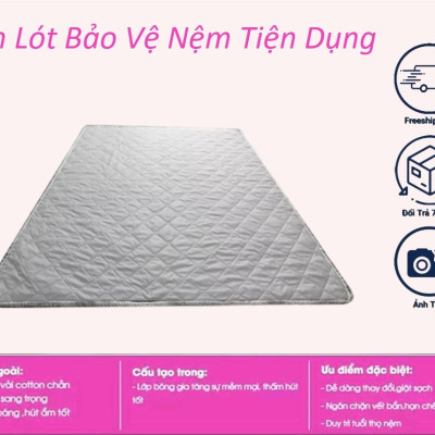 Tấm Lót Bảo Vệ Nệm Có Thun Chằn 4 Góc [Đủ Size]