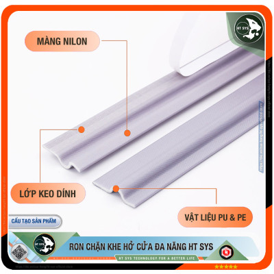 Ron Chặn Khe Cửa HT SYS - Chất Liệu PU Và PE Cải Tiến - Ron Chặn Khe Hở Cửa, Chân Cửa, Khung Cửa - Ngăn Gió Lùa, Cách Âm, Chống Bụi, Ngăn Côn Trùng, Chống Thoát Khí Điều Hòa, Chống Va Đập Cửa - Hàng Chính Hãng