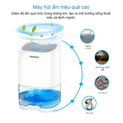 Máy hút ẩm mini H2102 để bàn, hạn chế ẩm mốc khử khuẩn bảo vệ sức khỏe gia đình, dung tích 1000ml - Hàng nhập khẩu