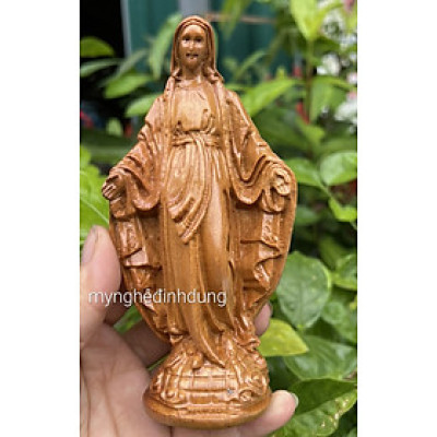Tượng điêu khắc đức mẹ bạn ơn bằng gỗ bách xanh thơm nức kt cao 20x8x6cm