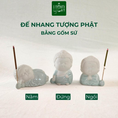 Đế Cắm Nhang Thảo Mộc Tượng Phật Gốm Sứ Đứng Nằm Ngồi Yên Trang Trí Tâm Linh Thờ Cúng