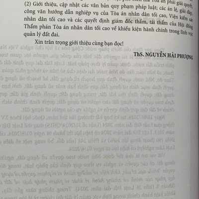 Kỹ năng giải quyết vụ án hành chính trong lĩnh vực Quản lý đất đai và thực tiễn xét xử của Tòa án nhân dân (Tái bản lần thứ nhất, có sửa đổi, bổ sung theo luật đất đai 2024) 