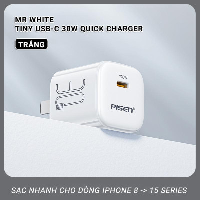 Sạc Nhanh Pisen Quick - Mr White Tiny USB-C 30W - Pisen CC1000
