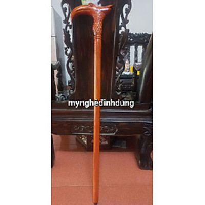 Gậy batong khắc đầu đại bàng bằng gỗ hương đẹp long lanh dài 90x3cm 