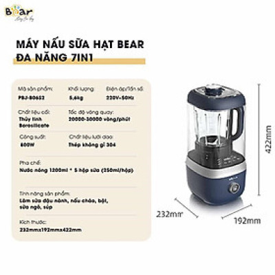 Máy xay nấu sữa hạt đa năng cách âm Bear PBJ-B06S2 Hàng chính hãng