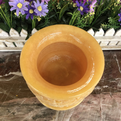 Lư hương, bát hương, bát nhang thờ cúng chạm rồng đá ngọc hoàng long - Cao 15cm