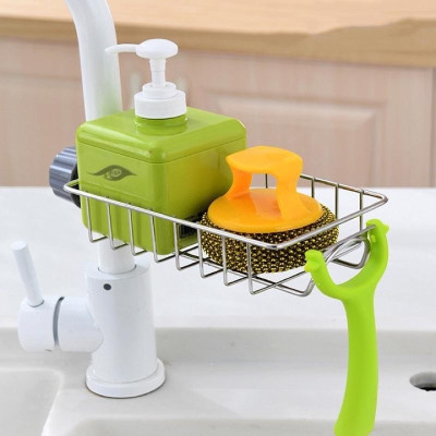 Giá Inox Gắn Vòi Nước Cho Khu Bếp Hiện Đại, Giá Để Đồ Như Giẻ Rửa Bát, Chén Đĩa và Miếng Cọ Nồi, Xoong, Chắc Chắn, Tiện Dụng. TakyHome 4008