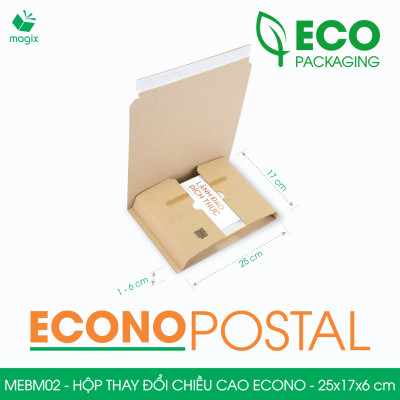 MEBM02 - 25x17x6 cm - 100 hộp carton thay đổi chiều cao siêu tiết kiệm - Hộp đóng sách, hộp gói hàng