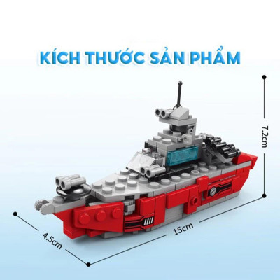 Đồ Chơi Lắp Ráp Siêu Chiến Hạm 6 Trong 1 - Warship - Toys&Joys 8970-1 (138 Mảnh Ghép)
