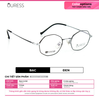Gọng kính titanium 1249 thời trang nam nữ siêu nhẹ siêu bền OURESS