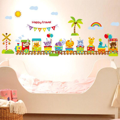 Sticker Decal dán tường  Đoàn tàu happy travel SK9011
