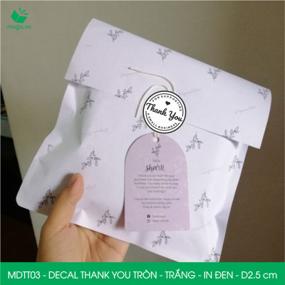 MDTT03 - D2.5cm - 50 Sticker Thank you, decal Thank you tròn dán hộp carton, tem cám ơn, nhãn dán cảm ơn trang trí gói hàng