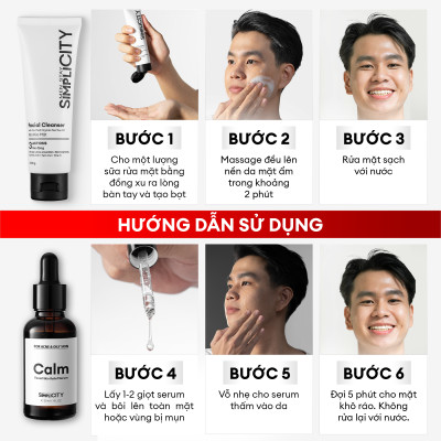 Bộ đôi giảm mụn sưng viêm Men Stay Simplicity cho nam Zinc PCA 1% + Terpineol-4 100g + 30ml