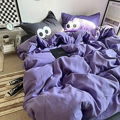 Bộ vỏ chăn ga gối cotton poly Lidaco decor phòng ngủ vintage các mẫu kẻ