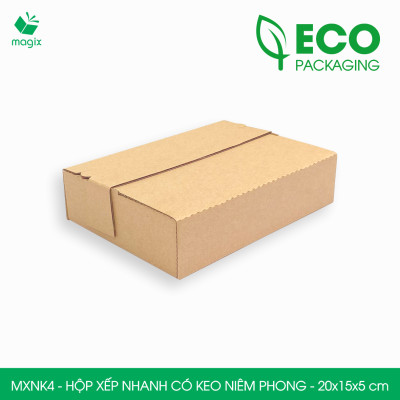 MXNK4 - 20x15x5 cm - 20 hộp carton đóng hàng xếp nhanh có keo niêm phong - Hộp gói hàng, hộp quà
