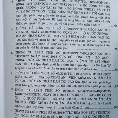 Các thông tư liên tịch của Tòa án nhân dân tối cao - Viện kiểm sát nhân dân tối cao - Bộ tư pháp - Bộ công an - Bộ quốc phòng về hình sự, tố tụng hình sự, dân sự, tố tụng dân sự, hành chính, kinh tế, thương mại, lao động, hôn nhân gia đình mới nhất