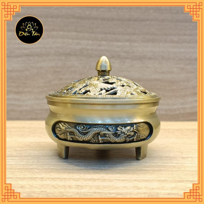 Lư xông trầm hương và đế đôn kê lư hương lư đốt trầm thay thác khói trầm hương lò xông đồ thờ cúng phong thủy Diệu Tâm