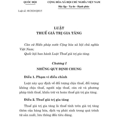 Luật Thuế giá trị gia tăng năm 2024