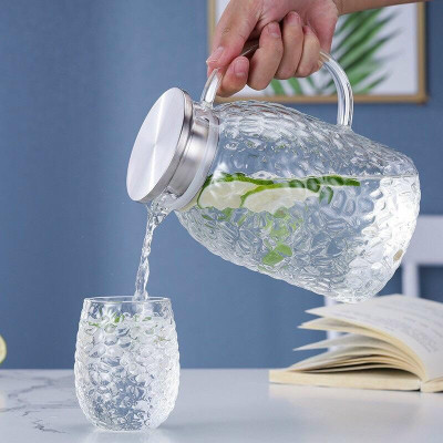 BỘ BÌNH ĐỰNG NƯỚC UỐNG KÈM 6 CỐC THỦY TINH CHỊU NHIỆT LÊN TỚI 400 ĐỘ C NẮP INOX