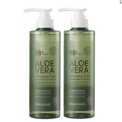 Sữa rửa mặt lô hội dưỡng ẩm và làm sạch sâu Kwailnara Aloe Vera Cleansing Foarm 98% Purity 500ml