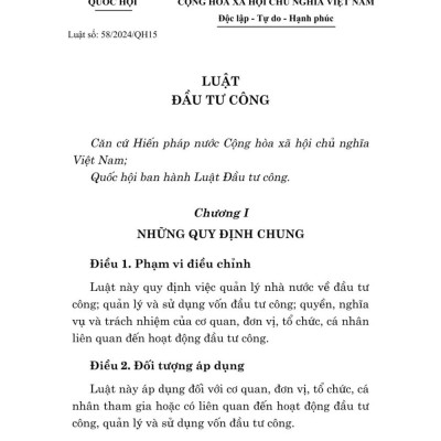 Luật đầu tư công 2024 - bản in 2025