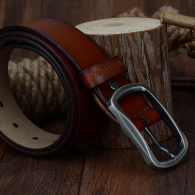 Thắt Lưng Da Bò Chính hãng COWATHER XY002 Nâu Vàng