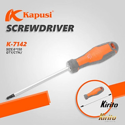 Tua vít 2 đầu dẹp/bake Kapusi 6x100/6x150/6x200, chất liệu thép CRV cao cấp