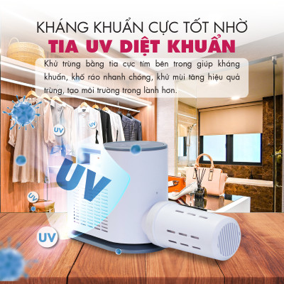 Máy Sấy Quần Áo, Chăn Nệm, Giày Mishio MK308 có chức năng diệt khuẩn UV - Hàng chính hãng