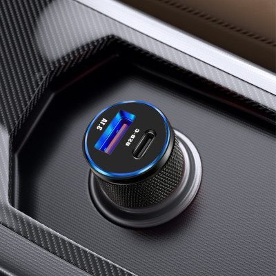 Tẩu Sạc Nhanh 15W 2 cổng USB Type-C Màu Đen Đa Năng Cho Xe Hơi Ô Tô  [ Miếng Lót chuột ]