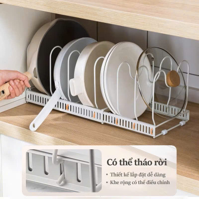 Kệ Để Nồi Chảo Đa Năng - Giá Úp Nồi Điều Chỉnh Độ Dài, Tiết Kiệm Không Gian, Kệ Nhà Bếp - HÀNG CHÍNH HÃNG MINIIN