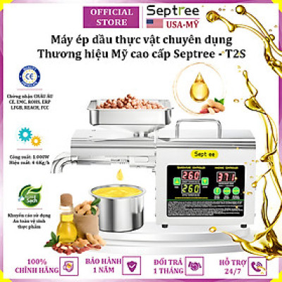 Máy ép dầu ăn thực vật chuyên dụng gia đình thương hiệu Septree T2S công suất 1000W - Trục ép dài 236mm - Bảo Hành 1 Năm - Hàng nhập khẩu