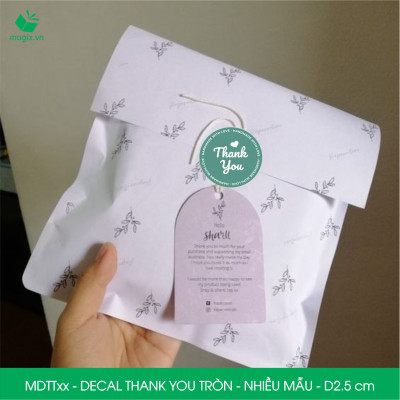 MDTT - D2.5cm - 50 Sticker Thank you, decal Thank you tròn dán hộp carton, tem cám ơn, nhãn dán cảm ơn trang trí gói hàng - Nhiều màu