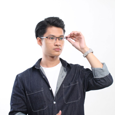 Gọng kính cận D135 3339 nửa khung hợp kim mắt kính OURESS thời trang nam nữ siêu bền